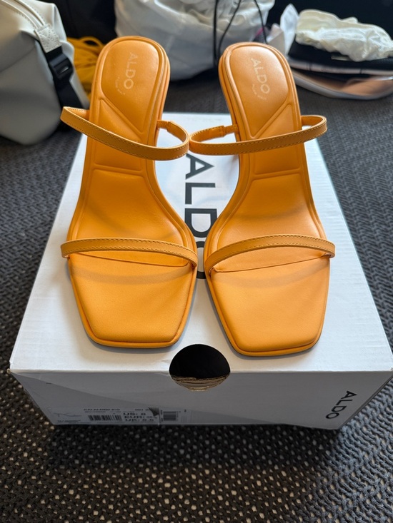 Aldo Shoes - ALDO Orange Double-Strap Square-Toe Heeled Sandals